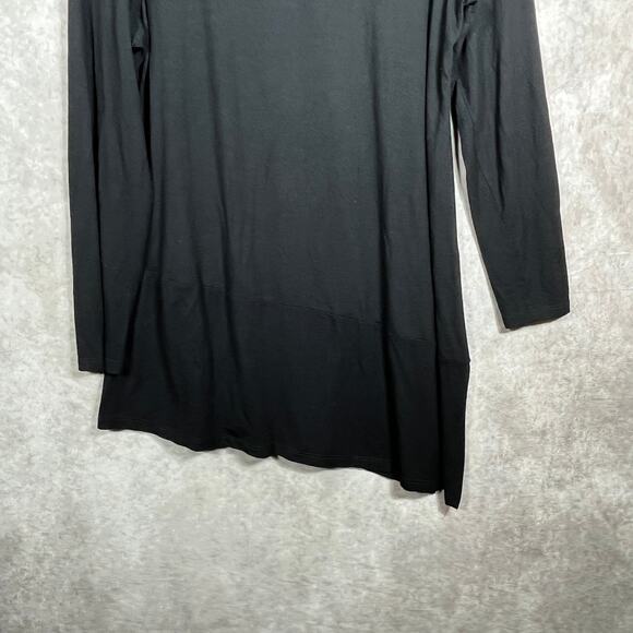 Eileen‎ Fisher Tunic Top Womens Size Large Black Long Sleeves Asymmetric Hem - Picture 3 of 9